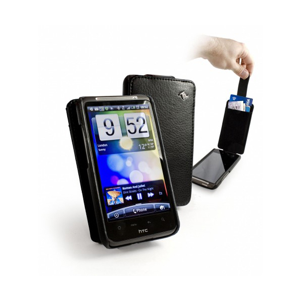 Tuff luv Faux leather In Genius case cover for HTC Desire HD Black