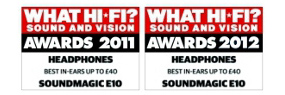 SoundMagic E10 In-Ear Earphones What Hi-Fi Award SoundMagic E10 In-Ear Earphones