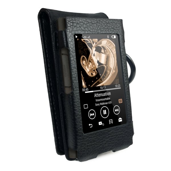 Faux Leather Case Cover for Sony Walkman NW-A35 - Black 