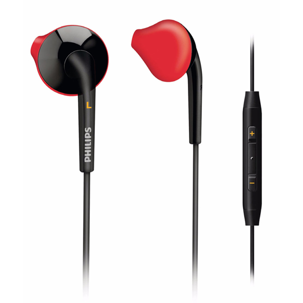 Philips Shq1017/28 Sports Ear Bud Earphones With Integrated Mic And Audio Controls Colour Black/red