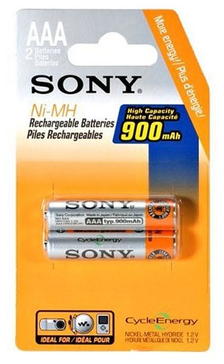 Sony Rechargeable NiMH AAA 900mAh x2