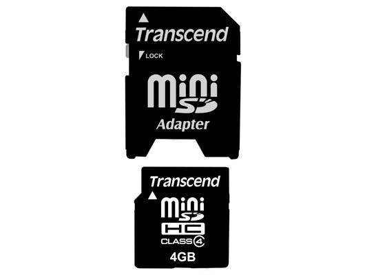 Transcend 4GB Mini Secure Digital High Capacity Card and Adaptor