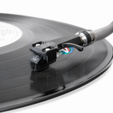 Audio-Technica AT-VM95E cartridge on AT-HS6 headshell, on a turntable