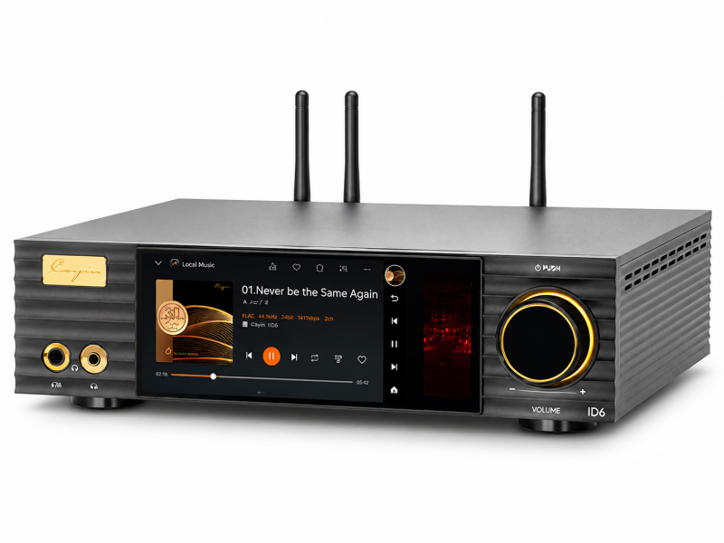 Cayin iD6 streamer, DAC and headphone amp, black, front