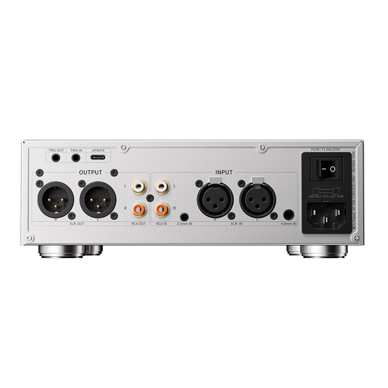 FiiO CLASS A desktop headphone amp and preamp, silver, rear panel