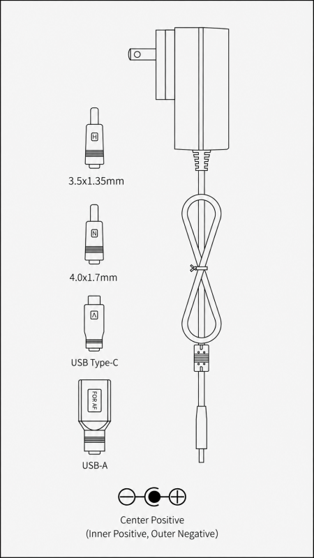 FiiO Darkside Mini low-noise power supply, connection diagram