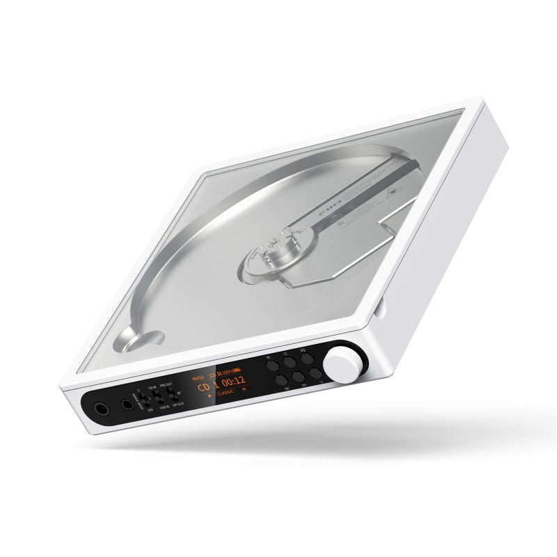 FiiO DM15 CD player, white, angled