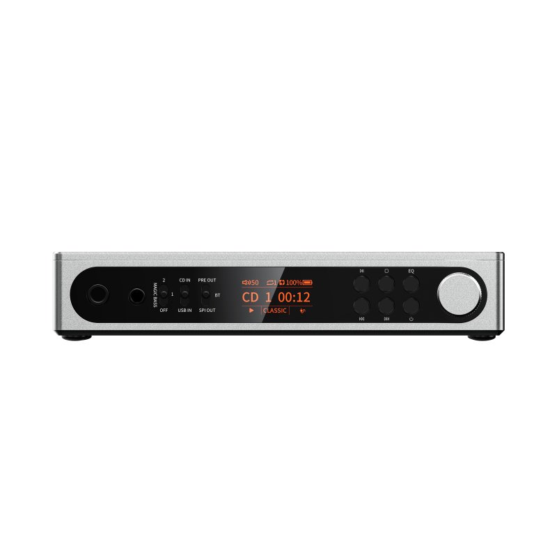 FiiO DM15 CD player, silver, front panel