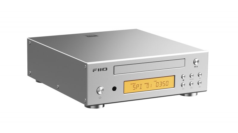 FiiO DP11 desktop CD player, silver, angled