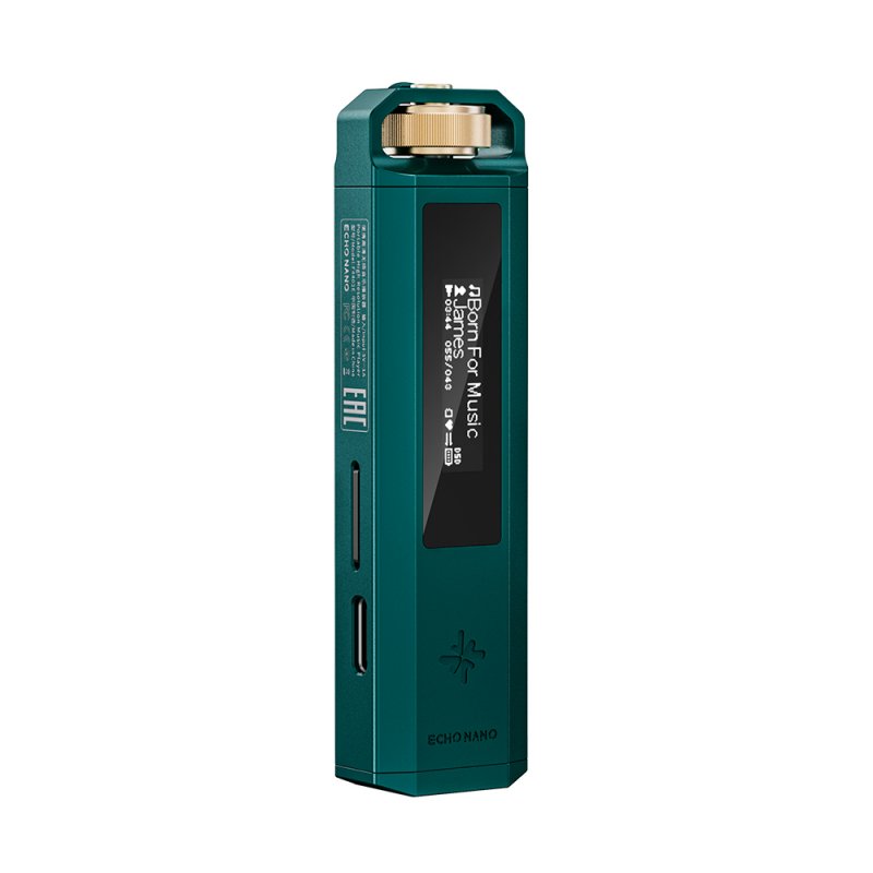 FiiO Snowsky Echo Nano music player, green, front with screen