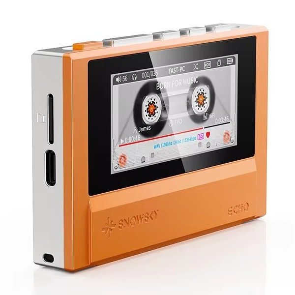 FiiO Snowsky Echo music player, orange, angled