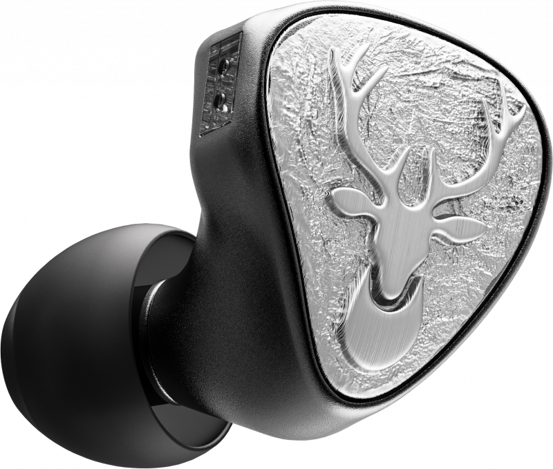 Snowsky FH3 LUMI in-ear monitors, deer faceplate close-up