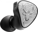 Snowsky FH3 LUMI in-ear monitors, deer faceplate close-up