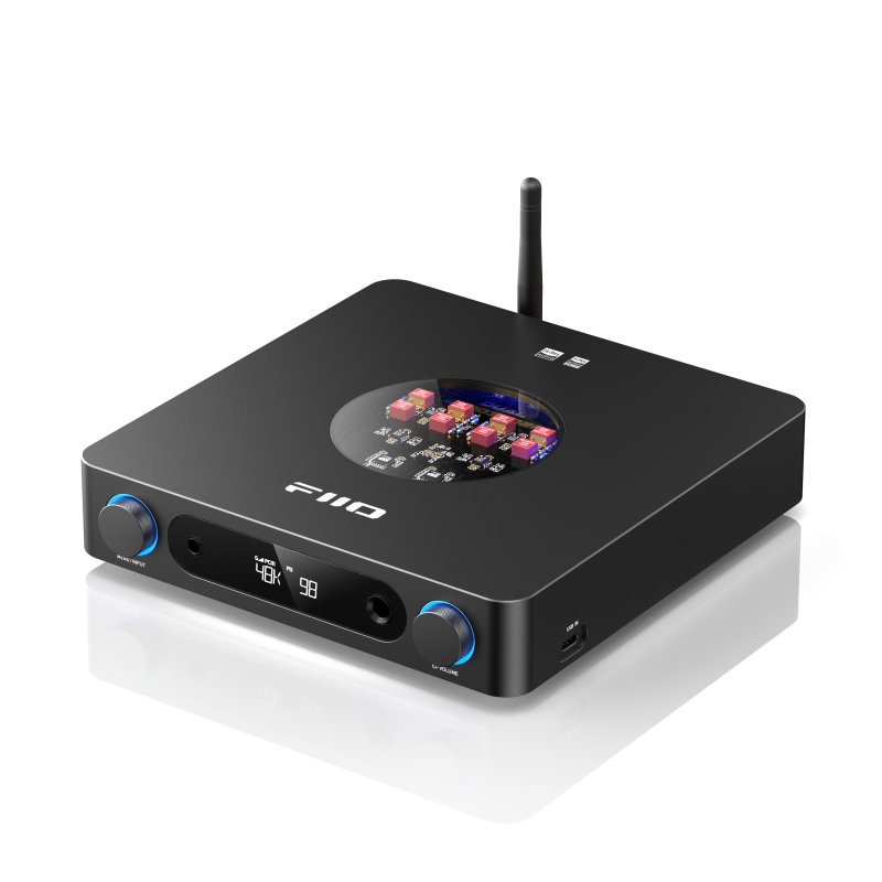 FiiO K13 desktop DAC and headphone amp, black, angled