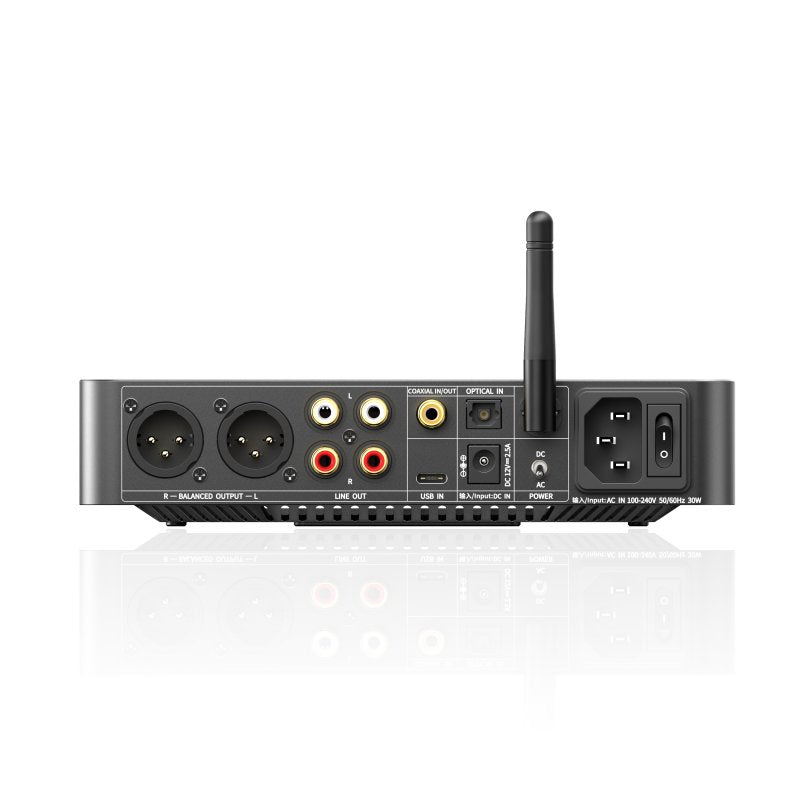 FiiO K13 desktop DAC and headphone amp, black, rear panel