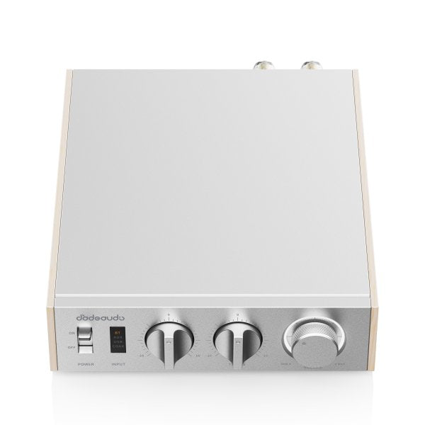 FiiO Jade Audio LEVEL 1 power amplifier, silver, top view