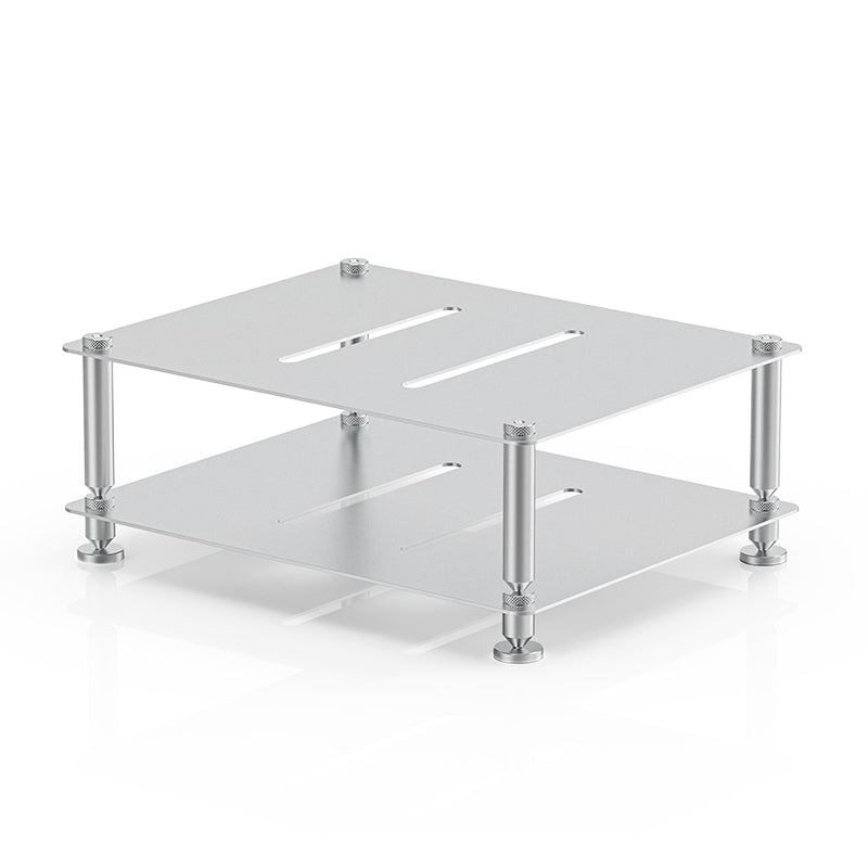FiiO modular hi-fi rack, silver, angled