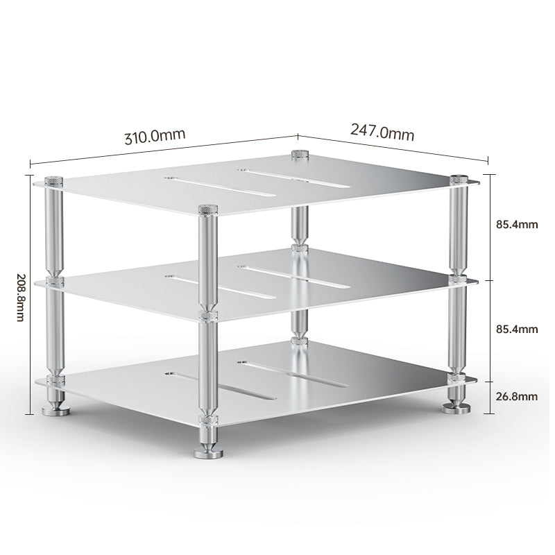 FiiO modular hi-fi rack, silver, with dimensions