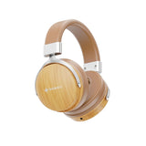 Snowsky Nature wooden headphones, apricot, angled from the other side