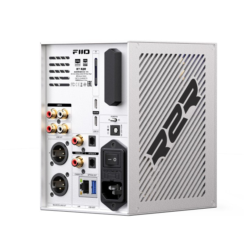 FiiO R7 R2R desktop music player, white, rear panel