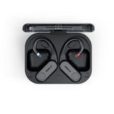 FiiO LINK TWS ear-hook Bluetooth adapter, modules in case, from above