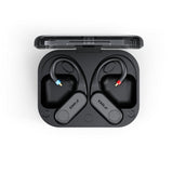 FiiO LINK TWS ear-hook Bluetooth adapter, modules in case, from above, other side