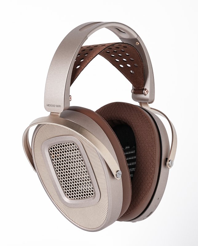 HiFiMAN HE1000 WiFi streaming planar headphones, angled from the front