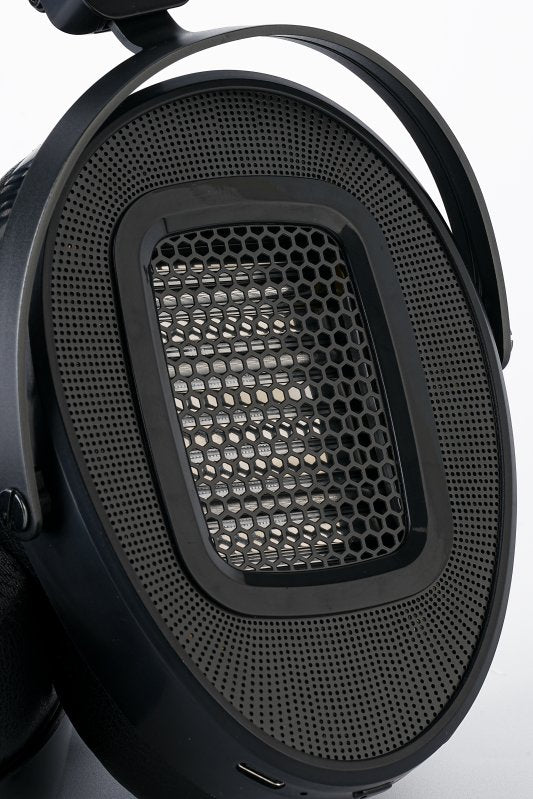 HiFiMAN Arya WiFi streaming planar headphones, driver grille close-up