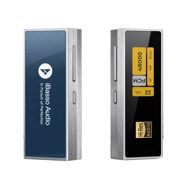 iBasso DC04 Ultra stainless-steel dongle DAC, back and front
