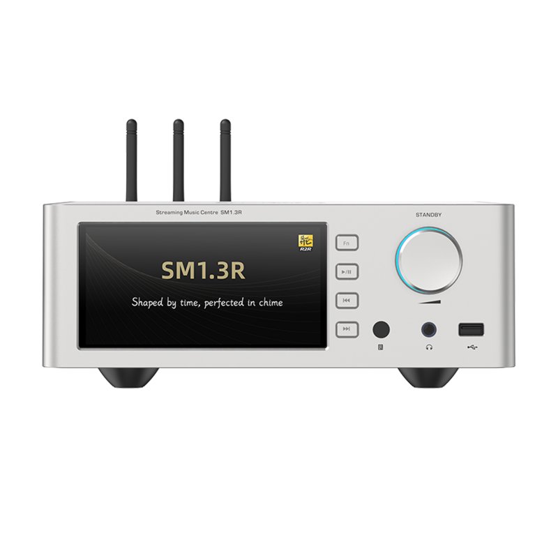 Shanling SM1.3R streamer with R2R DAC, silver, front with screen