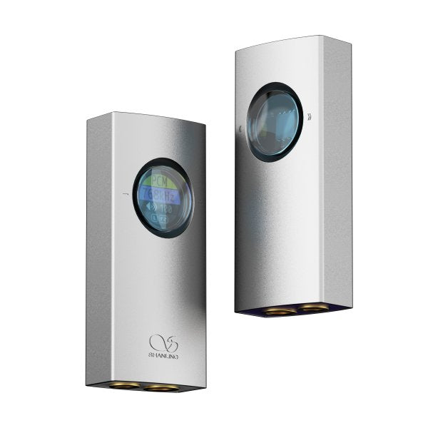 Shanling UA1 II USB dongle DAC, silver, front and back
