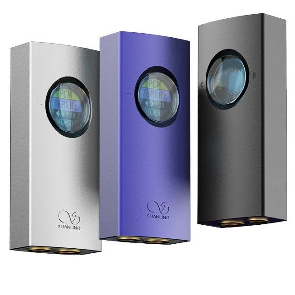 Shanling UA1 II USB dongle DAC, silver, purple and black