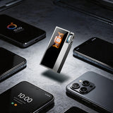Shanling UA6 II USB DAC and headphone amp, with a phone on a dark desk