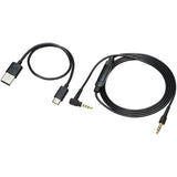 Audio-Technica ATH-S300BT noise-cancelling headphones, charging and audio cables