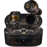 Audio-Technica ATH-CKS30TW+ wireless earbuds, translucent black, earbuds in open case