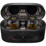 Audio-Technica ATH-CKS30TW+ wireless earbuds, translucent black, open charging case