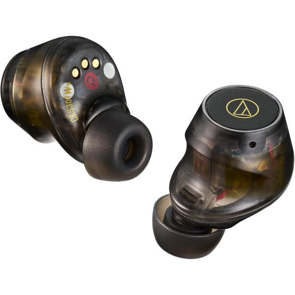 Audio-Technica ATH-CKS30TW+ wireless earbuds, translucent black, earbuds