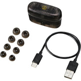 Audio-Technica ATH-CKS30TW+ wireless earbuds, translucent black, ear tips, case and USB-C cable
