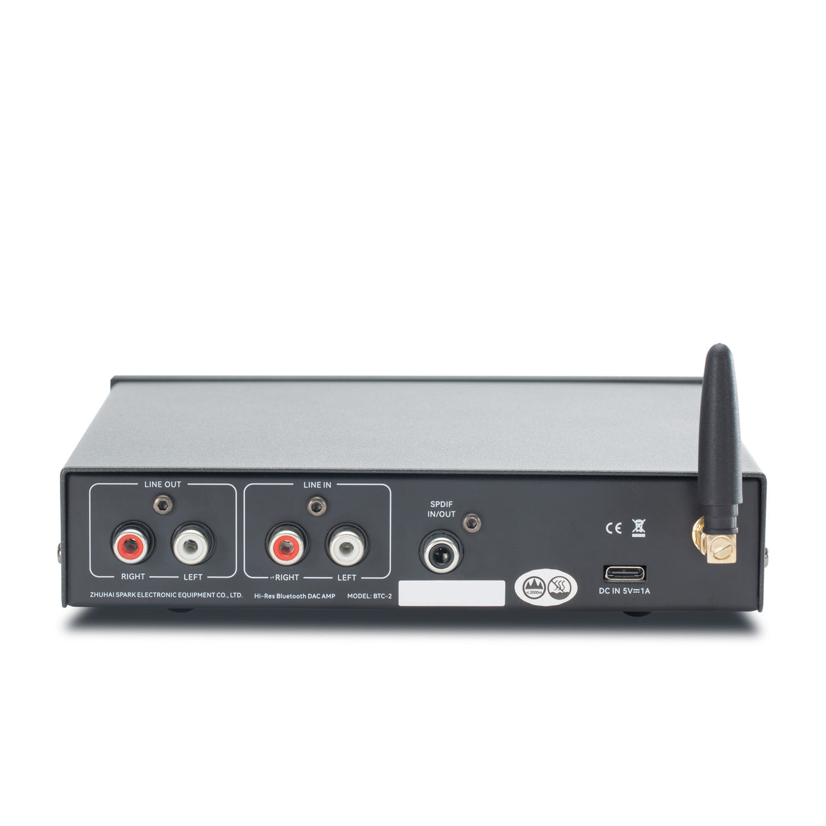 Cayin BTC-2 Bluetooth DAC and headphone amp, black, rear panel