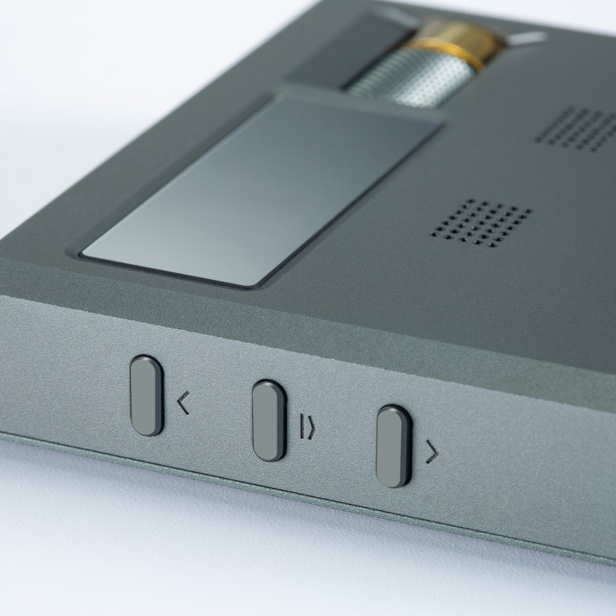 Cayin RU9 portable DAC and headphone amp, side buttons close-up