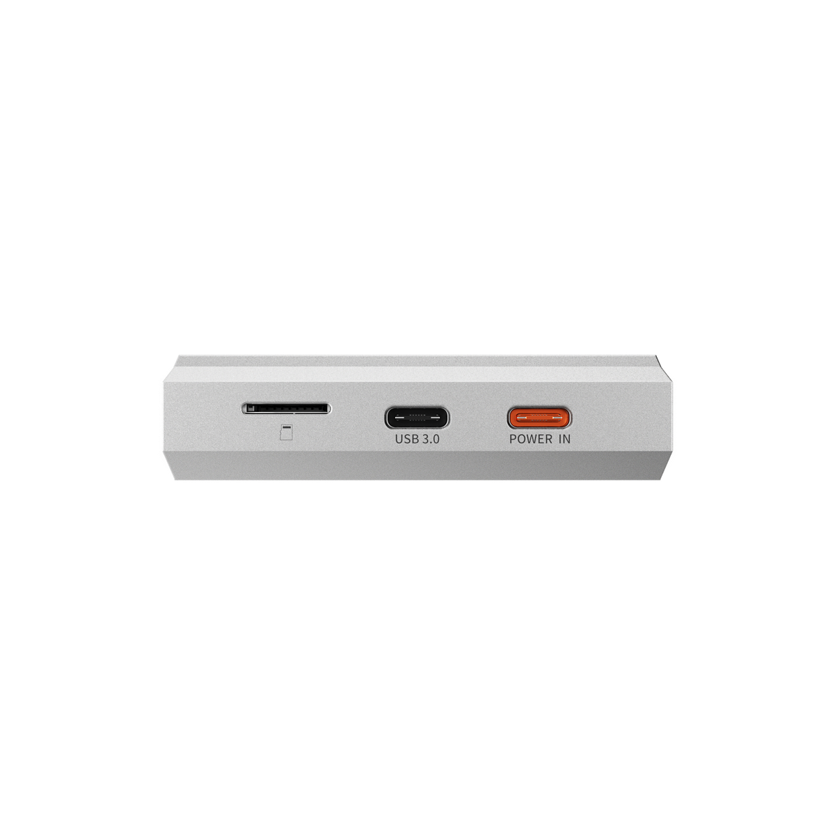 FiiO M25 VERITA music player, bottom edge with microSD, USB 3.0 and POWER IN