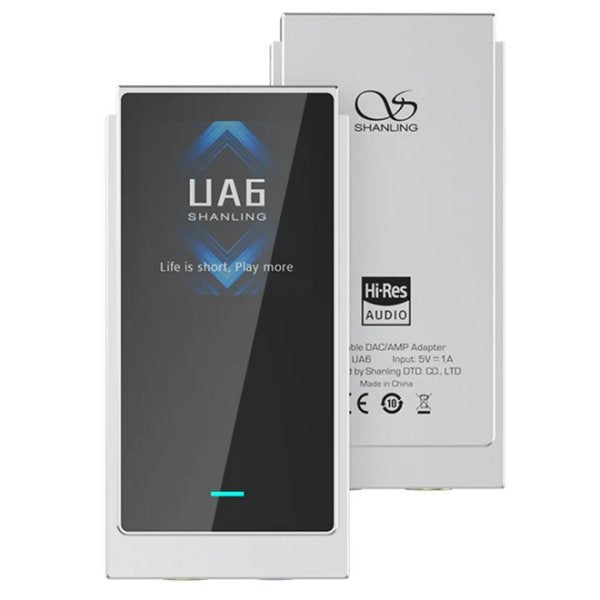 Shanling UA6 USB dongle DAC, silver, front and back