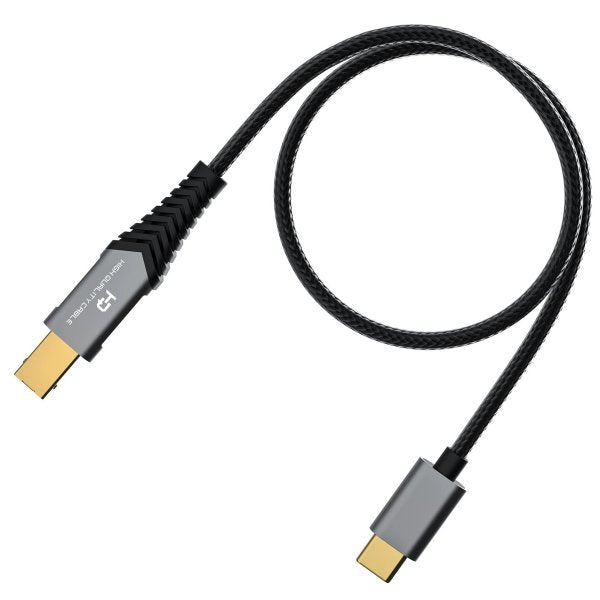 FiiO LD-TC1 USB-B to USB-C cable, plugs close-up