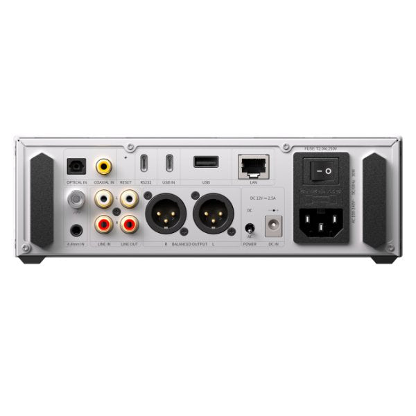 FiiO K15 desktop DAC and headphone amp, silver, rear panel