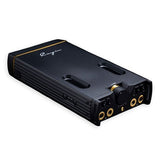 Cayin C9ii portable headphone amp, angled, showing the outputs
