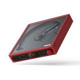 FiiO DM15 R2R CD player, red, angled with lid