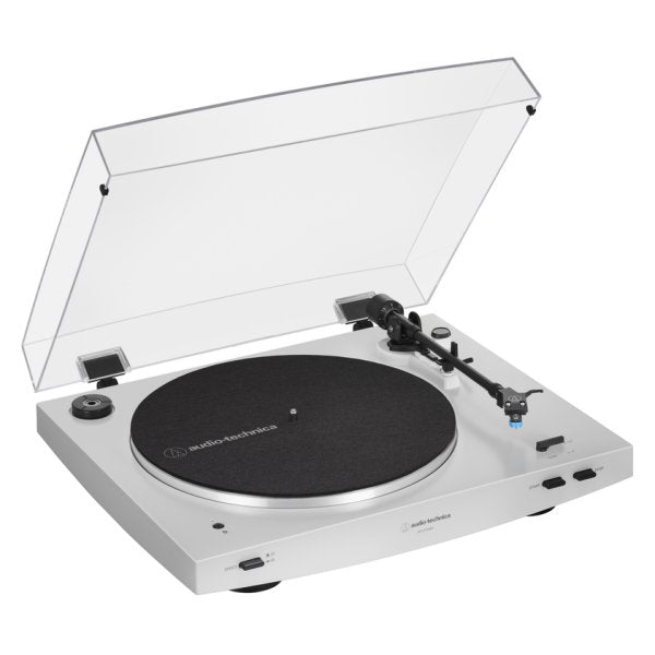 Audio-Technica AT-LP3XBT Bluetooth turntable, white, angled