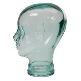 AMP3 glass head headphone stand, clear, side