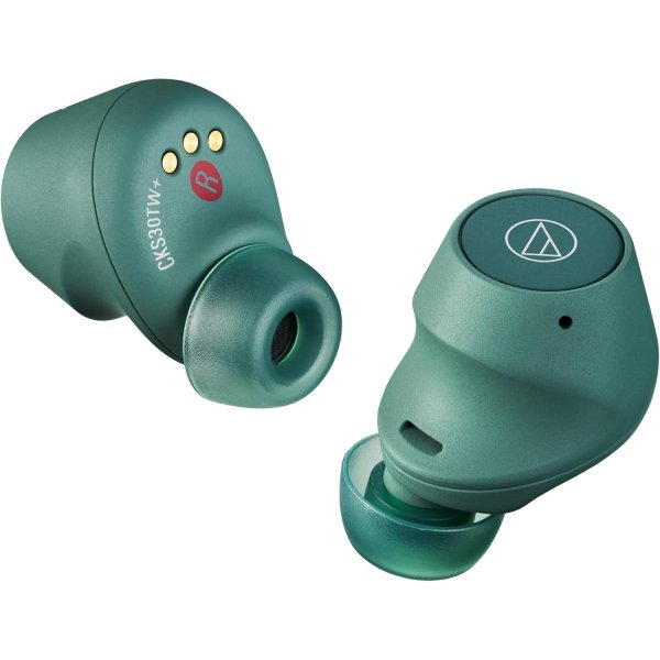 Audio-Technica ATH-CKS30TW+ wireless earbuds, green, earbuds