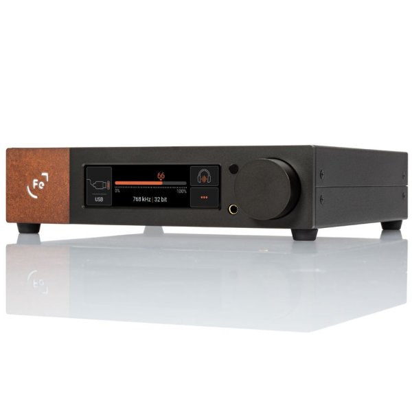 Ferrum WANDLA HP DAC, preamp and headphone amp, front, angled